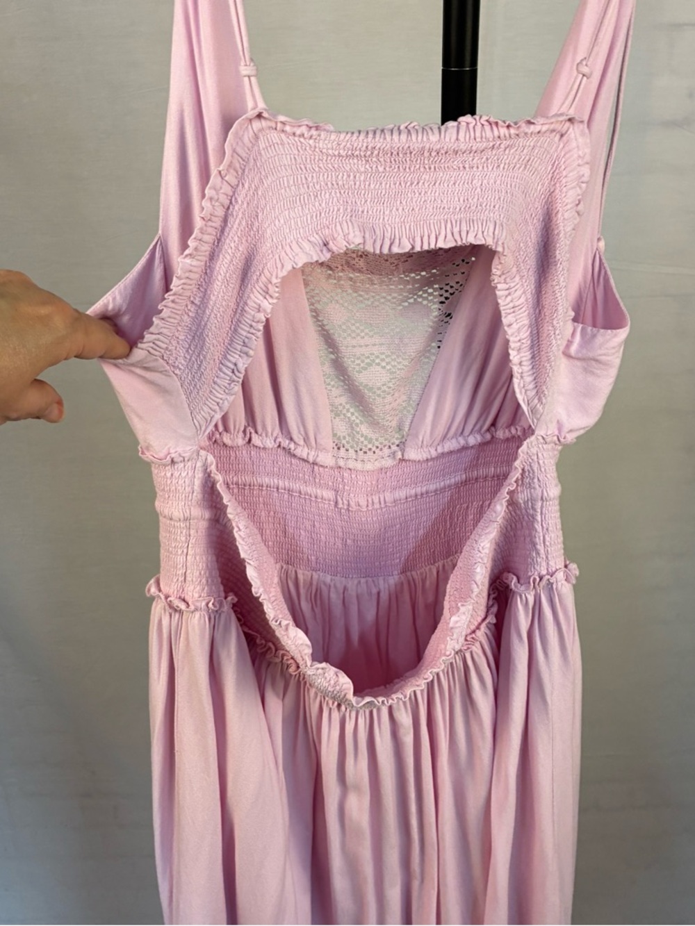 Venus Pink Lace-Up Open Back Maxi Dress L - Picture 6 of 10